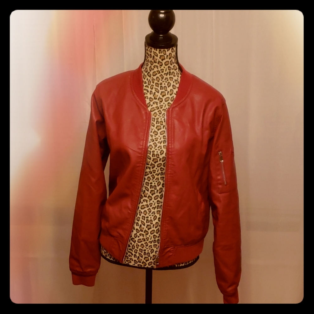 Blood Red Ci Sono by Cavalini Faux Leather Jacket